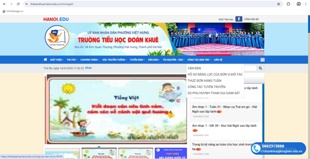 Đa dạng hóa hình thức công khai - Điểm sáng trong công tác bán trú tại trường tiểu học Đoàn Khuê- Ảnh 2. Đa dạng hóa hình thức công khai - Điểm sáng trong công tác bán trú tại trường tiểu học Đoàn Khuê- Ảnh 2.