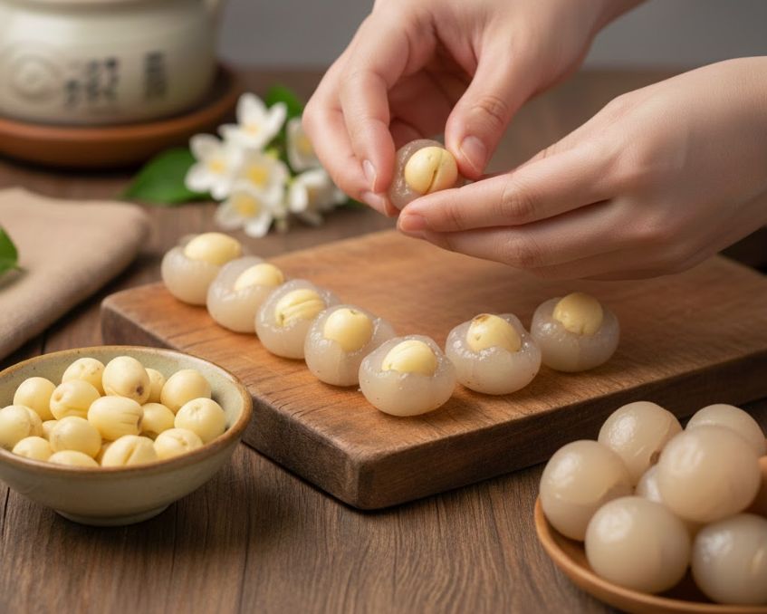 Ch&egrave; nh&atilde;n lồng bao sen - thức qu&agrave; "thời tr&acirc;n" g&oacute;i trọn hương m&ugrave;a hạ H&agrave; th&agrave;nh- Ảnh 5.